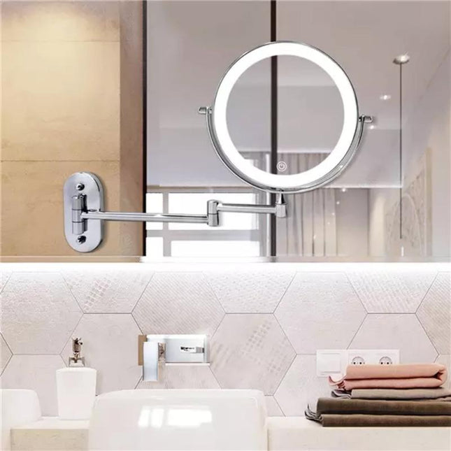 Bathroom Vanity Mirror with Lights, Wall Mounted Magnifying Mirror with Light, Double Sided LED Makeup Mirror