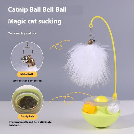 Interactive Cat Toy with Feather and Bell for Self-Entertainment | Engaging Tumbler Design with Catnip