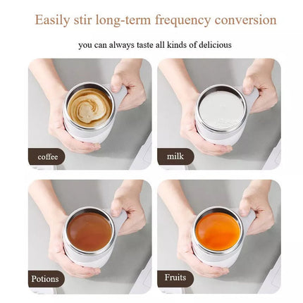 Rechargeable Automatic Stirring Coffee Mug with Stainless Steel Liner | Effortless Mixing for Home and Office