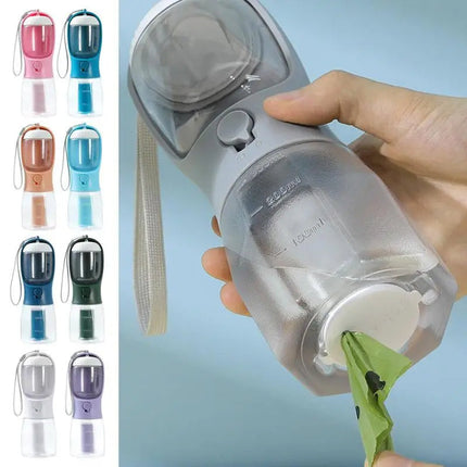 3-in-1 Pet Water Bottle with Filtration System | Portable Dispenser for Food, Water, and Waste Bags