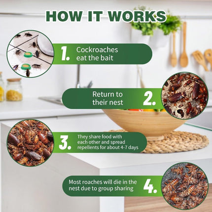 Roach Bait Discs, Indoor Cockroach Bait Station with Boric Acid