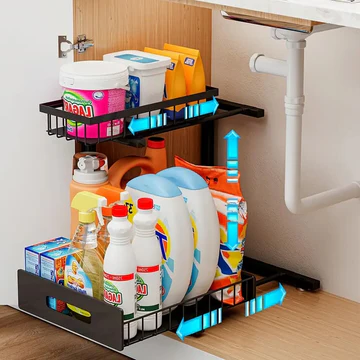 Bathroom Organizer, 2 Tier Slide Out Under Sink Organizers – image 4