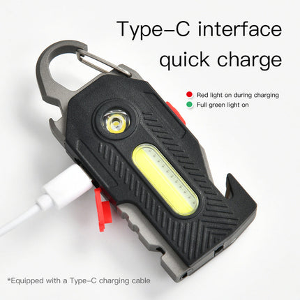 Multifunctional Emergency Light with Powerful LED & COB Illumination | Compact Outdoor Tool with Keychain and Survival Features