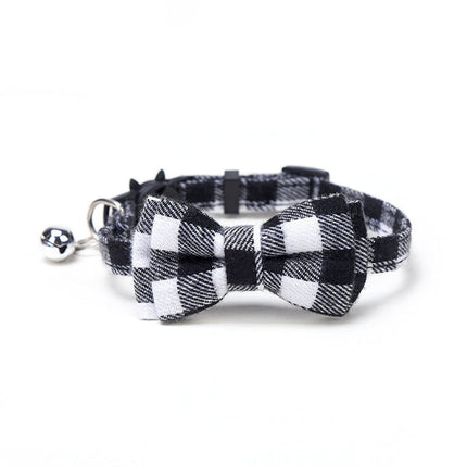 Check Pattern Cotton Dog Collar with Bowknot Option | Stylish and Comfortable Accessory for Pets in Vibrant Colors