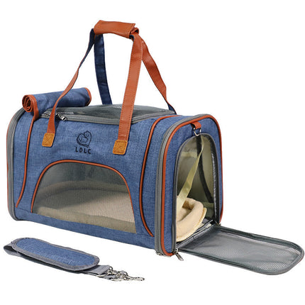 Multi-Color Pet Handbag with Ventilated Mesh Sides | Stylish Carrier for Convenient Outings with Small Pets