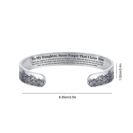 Bangle Bracelets for Women, To My Daughter Gift from Dad, Stainless Steel Cuff Bracelet with Proud of You Message – image 7
