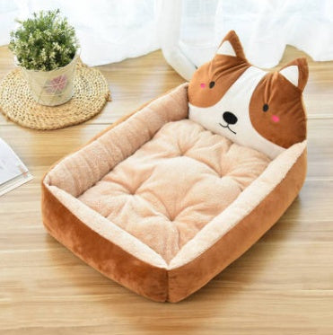 Dog Bed with Removable Washable Cover & Cartoon Design | Cozy Nest for Large Breeds like Golden Retrievers