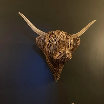 Highland Cow Wall Sculpture, Woven Wicker Wall Decor – image 5