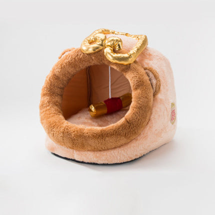 Semi-Closed Pet Bed with Washable Cushion | Cozy Sleeping Space for Dogs and Cats