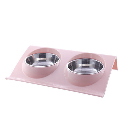 Stainless Steel Pet Double Bowl with Anti-Spatter Design | Easy to Clean and Safe Feeding for Dogs and Cats