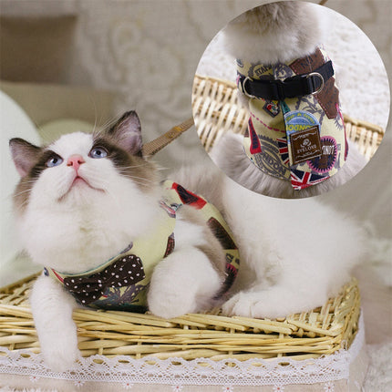 Rope Cat Harness with Metal Buckle & Butterfly Tie | Comfortable Chest Strap for Safe Walks