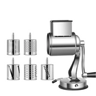 Rotary Cheese Grater with Handle, Vegetable Slicer, Cheese Shredder, Handheld Kitchen Gadget for Nuts and Fruit