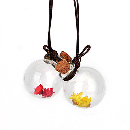 Small Chrysanthemum Car Pendant Perfume Bottle with Dried Flowers | Elegant Air Freshener for Vehicle Interior