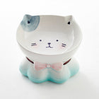 Lucky Cat Ceramic Cat Bowl with Raised Edges | Eco-Friendly Design for Healthy Eating Posture