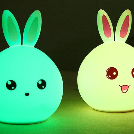 Cute Colorful Silicone Rabbit Lamp with USB Charging | Adjustable Night Light for Kids' Rooms