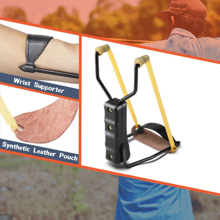 Folding Wrist Slingshot with Brace, Slingshot Bands with Leather Pouch – image 6