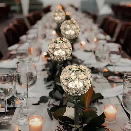 Crystal Candle Holders Set with Faceted Glass Design | Vintage-Inspired Lighting for Romantic Evenings