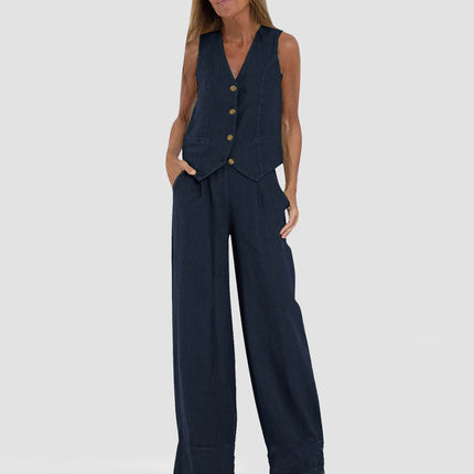 Stylish Summer Vest Suit with Sleeveless Design | Lightweight Cotton-Linen Outfit for Comfortable Warm Weather
