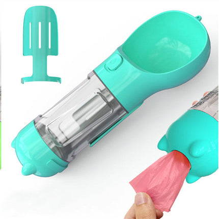 Portable 3-in-1 Dog Water Bottle with Food Compartment & Waste Bags | Hydration and Feeding Solution for Outdoor Adventures