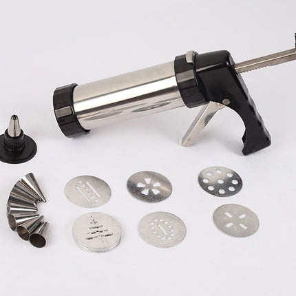 Stainless Steel Cookie Press Machine with 13 Molds & 8 Nozzles | Durable Baking Tool for Cookies and Cake Decorating