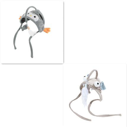 Head-Wearing Cat Toy with Feather Teaser | Adjustable Interactive Hat for Hands-Free Play