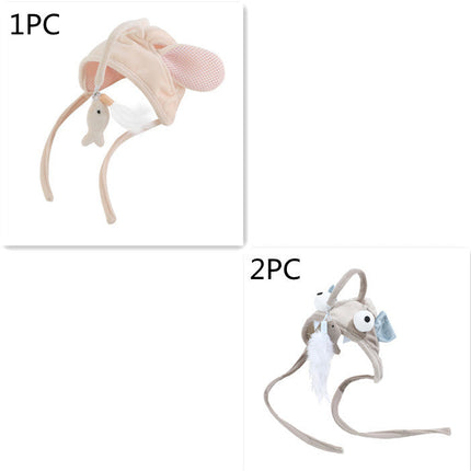 Head-Wearing Cat Toy with Feather Teaser | Adjustable Interactive Hat for Hands-Free Play