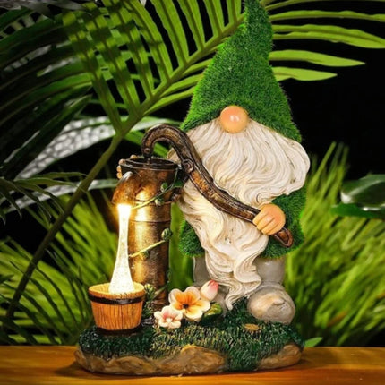 Solar-Powered Garden Gnome with Unique Character | Weatherproof Resin Decor for Magical Outdoor Ambiance