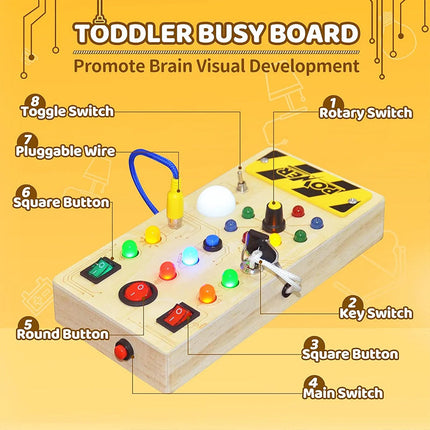 Montessori Busy Board with 15 LED Lights