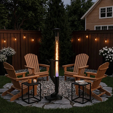 Pellet Torch with Captivating Vertical Flame | Space-Saving Design for Outdoor Patios and Gardens