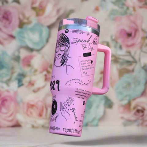 Stainless Steel Tumbler with Handle and Straw, Insulated Tumbler with Flip Lid, Coffee Tumbler, Insulated Travel Mug_01