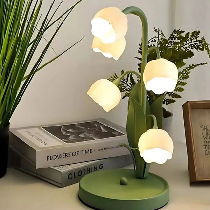 Floral Iron Table Lamp with High-Transparency Shade | Elegant LED Lighting Inspired by Lily of the Valley