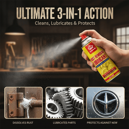 Rust Remover Spray, Rust Cleaner Spray for Metal, 3 in 1 Multi Purpose Lubricant and Rust Inhibitor for Bolts and Hinges