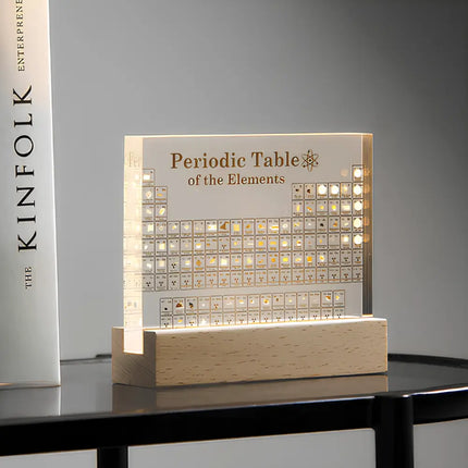 Real Elements Periodic Table Display with Integrated LED Lighting | Educational Acrylic Centerpiece for Science Enthusiasts