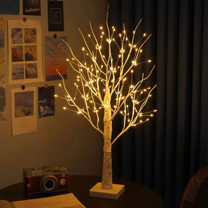 Nordic Birch Tree Light with 144 Warm White LEDs | Cordless Decorative Accent for Cozy Ambiance