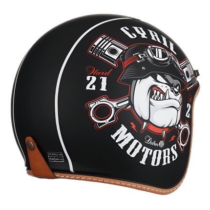 Open Face Helmets, Retro Jet Helmet with Visor and Brim – image 4