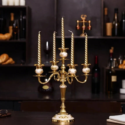 Gilded Candelabra with Adjustable Arms | Elegant Alloy Design for Tailored Candlelight Ambiance