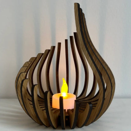 Handcrafted Wooden Candle Holder with Teardrop Design | Elegant DIY Assembly for Serene Ambiance