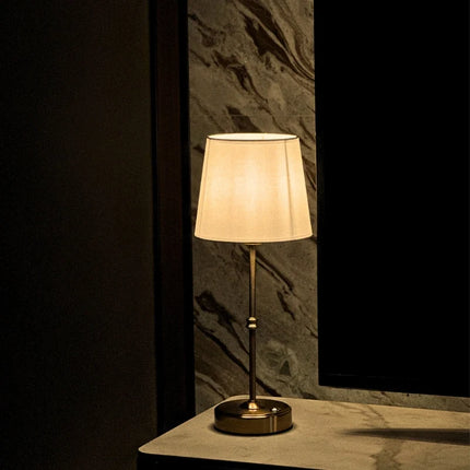 Dimmable Table Lamp with Rechargeable Design & Warm Light | Elegant Metal and Fabric for Cozy Ambiance