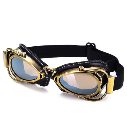 Vintage Motorcycle Goggles, Foldable Biker Goggles with UV Protection