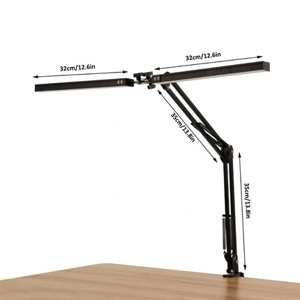 Dual-Head LED Desk Lamp with Adjustable Brightness | 360° Rotatable Arms for Personalized Workspace Lighting
