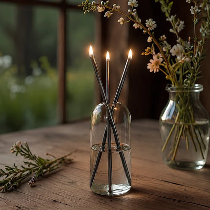 Oil Candle with Refillable Mineral Oil for Steady Glow | Elegant Glass Design for Cozy Ambience