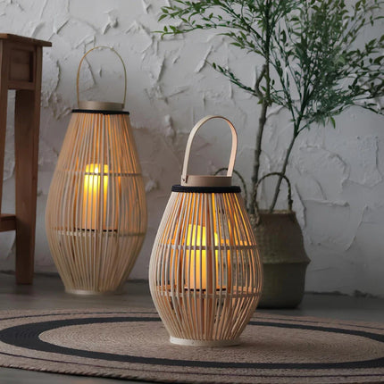Bamboo Lantern with Handwoven Design for Soft Ambient Lighting | Portable and Cordless Home Decor Accent