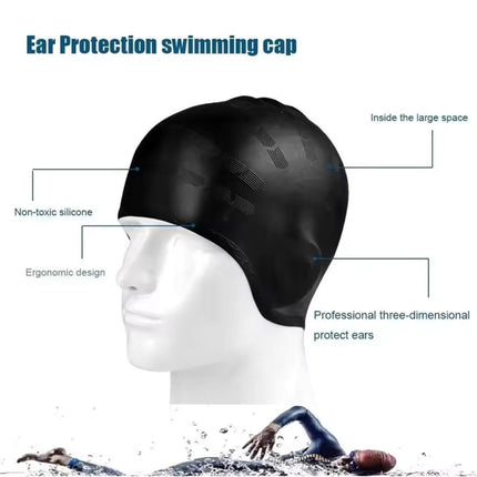 Silicone Swim Cap for Long Hair, Swimming Cap with Ear Protection – image 8