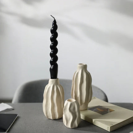 Hand-Crafted Ceramic Candle Holder with Modern Organic Design | Sculptural Accent for Taper Candles and Decor