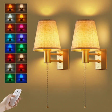 Cordless Wall Lamp with Fabric Shade & Remote Control | Dimmable Lighting for Elegant Ambiance