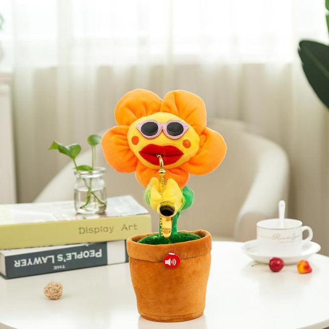 Sunflower Plush Toy with Saxophone, Funny Plush Toy Singing and Dancing with 60 Songs, Sunflower Gift, Sunflower Decor