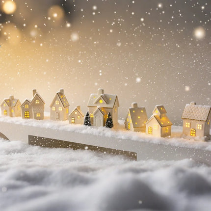 Ceramic Winter Village Decor Set with Ambient Glow | Handcrafted Holiday Centerpiece for Cozy Seasonal Atmosphere