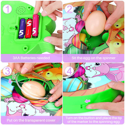 Easter Egg Decorating Kit, Spinning Egg Decorator with 8 Pens and 3 Plastic Easter Eggs – image 6