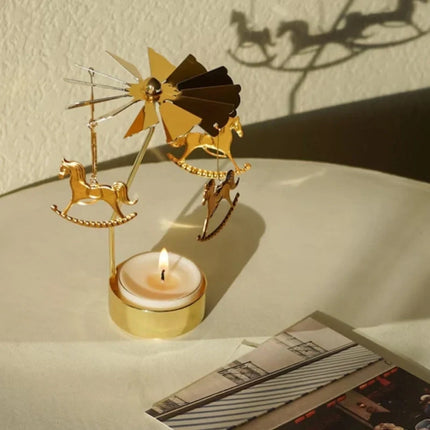 Candle Carousel with Spinning Ornaments for Ambient Light | Elegant Home Décor Accent for Cozy Evenings