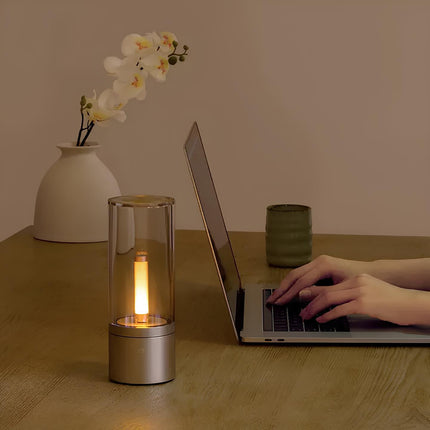 Dimmable Table Lamp with Clear Glass Body | Modern Lighting for Cozy Atmosphere